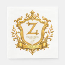 Mariage Élégant Monogramme Vintage Couronne Or