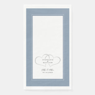 Serviette En Papier Mariage élégant Mr & Mrs Dusty Blue Chic Hearts