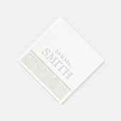 Serviette En Papier Mariage élégant Mr & Mrs NAME gris blanc (Coin)