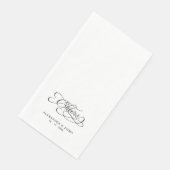 Serviette En Papier Mariage élégant Noir & Blanc Calligraphie (Coin)
