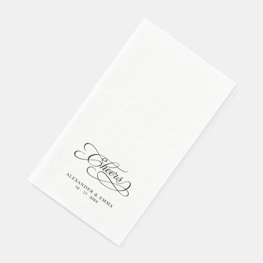 Serviette En Papier Mariage élégant Noir & Blanc Calligraphie (Coin)
