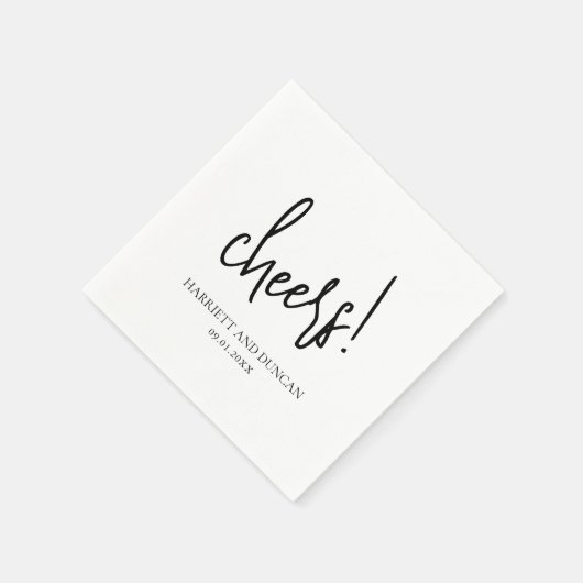 Serviette En Papier Mariage élégant noir et blanc intemporel (Coin)