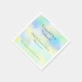 Serviette En Papier Mariage élégant Nouveaux mariés Aquarelle bleu jau (Coin)