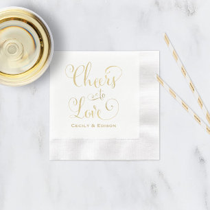 Serviette En Papier Mariage Élégant Or À la Santé de l'Amour