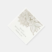 Serviette En Papier Mariage Élégant Orné Paisley Ivoire Or (Coin)