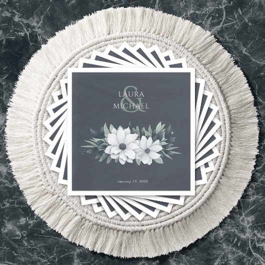 Serviette En Papier Mariage élégant papier Turquoise floral Napkin