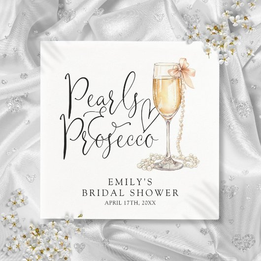 Serviette En Papier Mariage élégant perles et prosecco