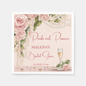 Serviette En Papier Mariage élégant perles et prosecco impression (Devant)