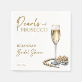 Serviette En Papier Mariage élégant perles et prosecco imprimé (Devant)