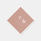 Serviette En Papier Mariage élégant Rose Dusty moderne (Coin)