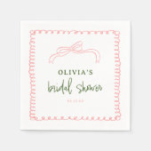 Serviette En Papier Mariage élégant rose et vert shower de couleur (Devant)