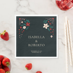 Serviette En Papier Mariage Élégant Rustique Mexicain Rouge de Noël
