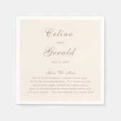 Serviette En Papier Mariage Élégant Sable Classique (Devant)