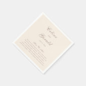 Serviette En Papier Mariage Élégant Sable Classique (Coin)