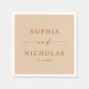 Serviette En Papier Mariage Élégant Sable de pêche chaud Boisson mod