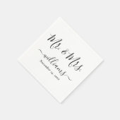 Serviette En Papier Mariage élégant script blanc M. et Mme. (Coin)