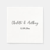 Serviette En Papier Mariage Élégant Script Creative Black White (Devant)