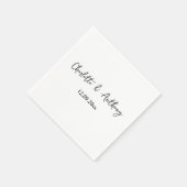 Serviette En Papier Mariage Élégant Script Creative Black White (Coin)