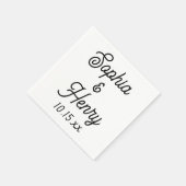 Serviette En Papier Mariage Élégant Script Typographie moderne Noir (Coin)