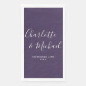 Serviette En Papier Mariage élégant signature script violet (Devant)