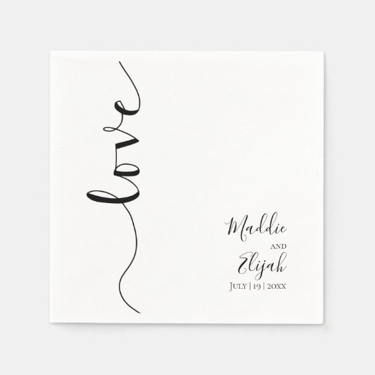 Serviette En Papier Mariage, Élégant, Simple, Typographie, Script, (Devant)