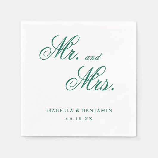 Serviette En Papier Mariage élégant traditionnel vert émeraude (Devant)