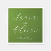 Serviette En Papier Mariage Élégant Vert Mousse (Devant)