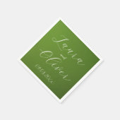 Serviette En Papier Mariage Élégant Vert Mousse (Coin)