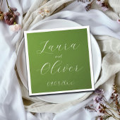 Serviette En Papier Mariage Élégant Vert Mousse