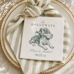 Serviette En Papier Mariage élégant vert sauge et champagne Cavalier