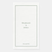 Serviette En Papier Mariage Élégant Vert Sauge Minimal sur Mesure (Devant)