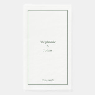 Serviette En Papier Mariage Élégant Vert Sauge Minimal sur Mesure