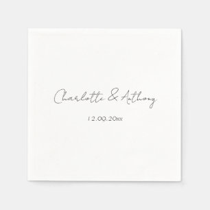 Serviette En Papier Mariage Élégante calligraphie Créative Noir Blanc
