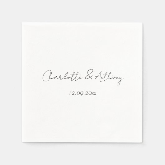 Serviette En Papier Mariage Élégante calligraphie Créative Noir Blanc (Devant)