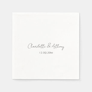 Serviette En Papier Mariage Élégante calligraphie Créative Noir Blanc