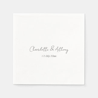 Serviette En Papier Mariage Élégante calligraphie Créative Noir Blanc