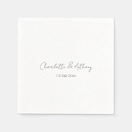 Serviette En Papier Mariage Élégante calligraphie Créative Noir Blanc (Devant)