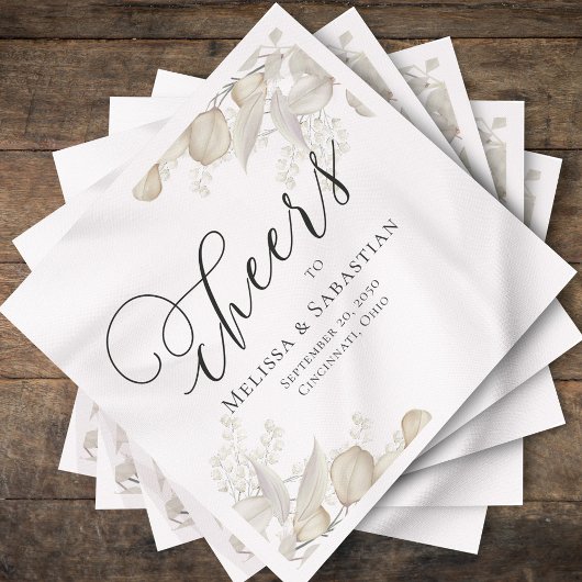 Serviette En Papier Mariage Elégante verdure à la fois simple