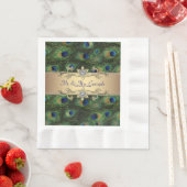 Serviette En Papier Mariage Emerald Green Gold Peacock (En situation)