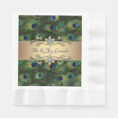Serviette En Papier Mariage Emerald Green Gold Peacock (Devant)