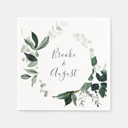 Serviette En Papier Mariage Emerald Greenery (Devant)