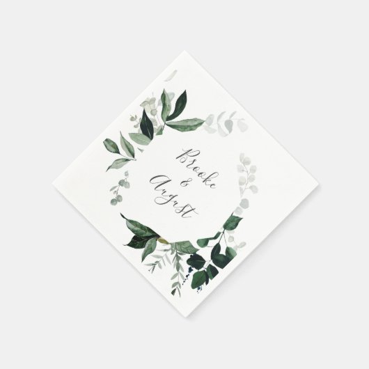 Serviette En Papier Mariage Emerald Greenery (Coin)