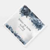 Serviette En Papier Mariage en argent bleu Dusty Navy (Coin)