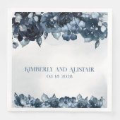 Serviette En Papier Mariage en argent bleu Dusty Navy (Devant)
