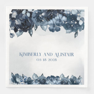 Serviette En Papier Mariage en argent bleu Dusty Navy