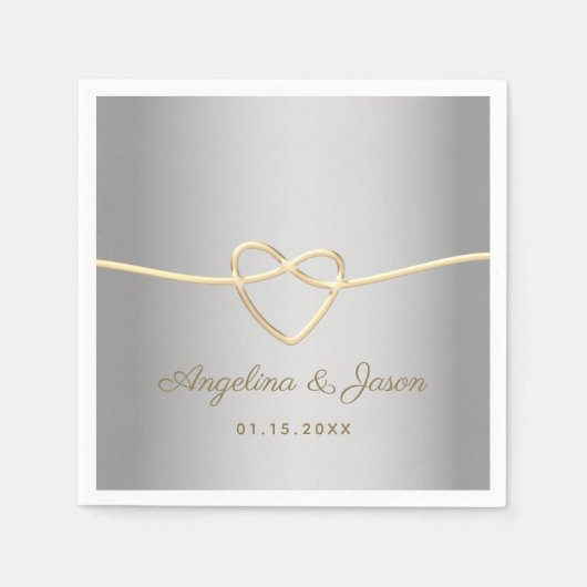 Serviette En Papier Mariage en argent Faux (Devant)