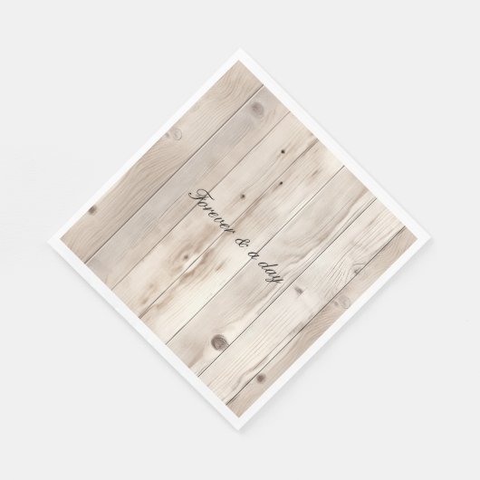 Serviette En Papier Mariage en bois blanc crème (Coin)