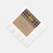 Serviette En Papier Mariage en bois de dentelle rustique (Coin)