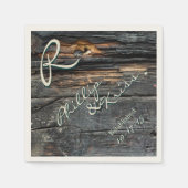 Serviette En Papier Mariage en bois de monogramme (Devant)