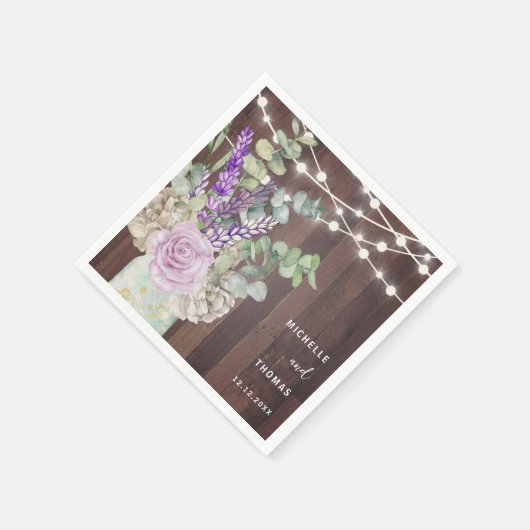 Serviette En Papier Mariage en bois rustique Mason Jar (Coin)